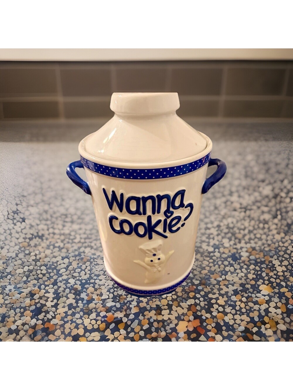 Pillsbury Doughboy "Wanna Cookie?" Ceramic Cookie Jar*2004
